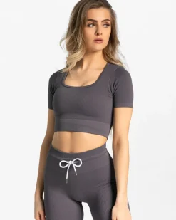 TEVEO Ribbed Crop Top " ">Frau Tops