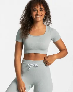 TEVEO Ribbed Crop Top " ">Frau Tops