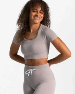 TEVEO Ribbed Crop Top " ">Frau Tops