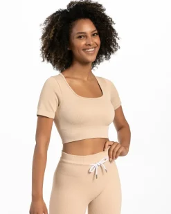 TEVEO Ribbed Crop Top " ">Frau Tops